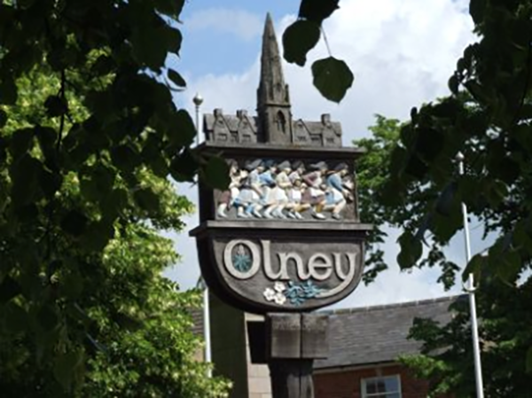 The Olney sign in the Market Place